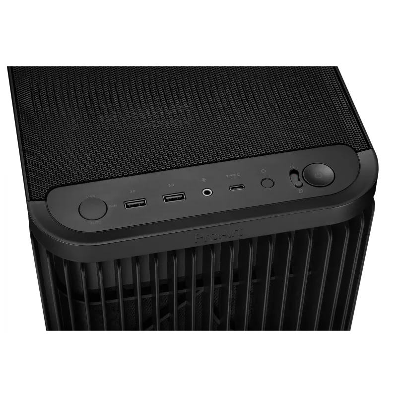 PC korpusas ASUS ProArt PA401 Mesh Panel Juodas, ATX, 2x160mm priekyje, 1x120mm gale, 2x3.5 colio + 2x2.5 colio, USB 3.2 Gen1