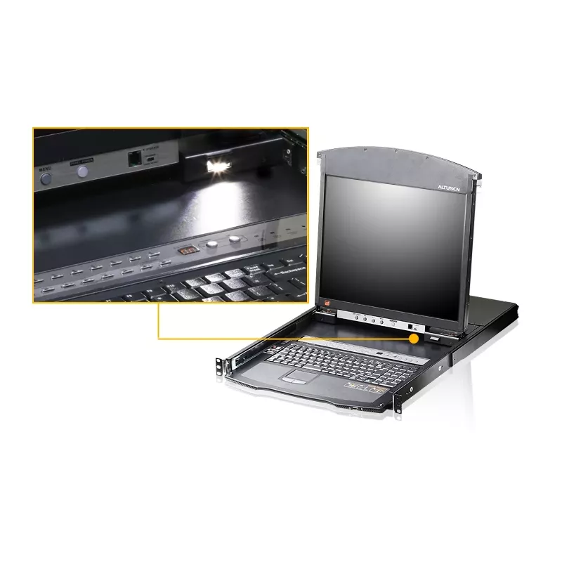 KVM jungiklis ATEN KL1516AIM-AXA-AG, 1U, 17 inch LCD, dvigubas bėgis, juodas