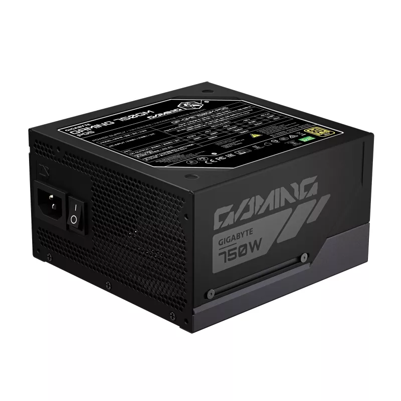 GIGABYTE GAMING 750GM PG5 maitinimo blokas – PCIe 5.1, 80 PLUS Gold, pilnai modulinis, 135 mm ventiliatorius, ATX 3.1, EU kištukas