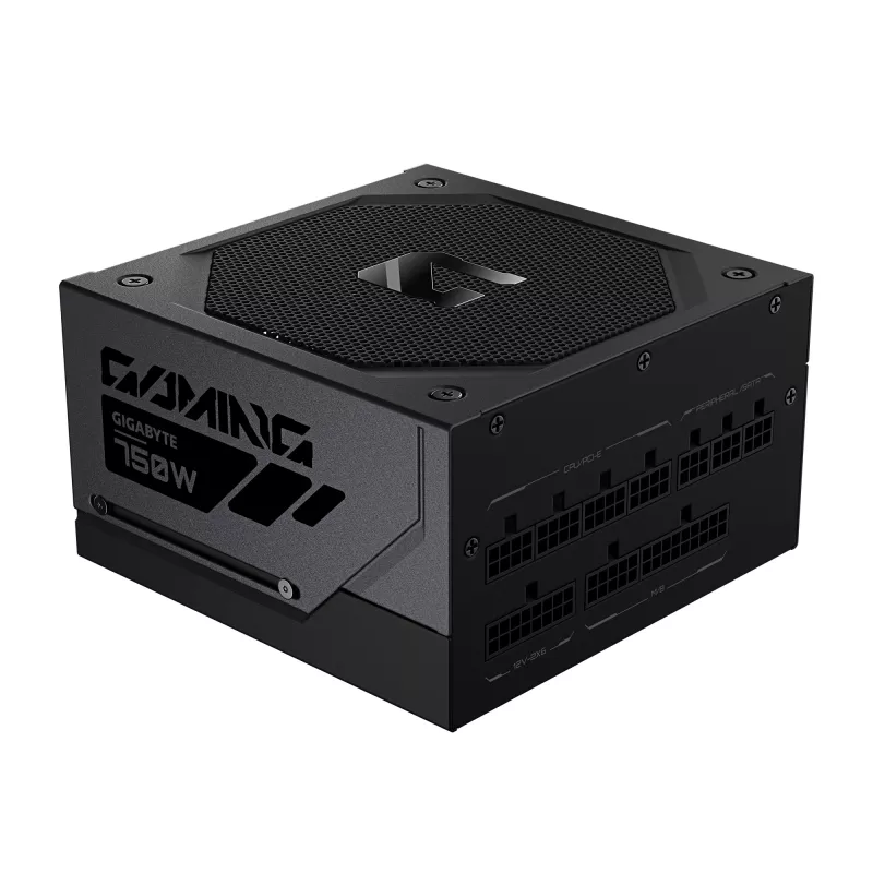 GIGABYTE GAMING 750GM PG5 maitinimo blokas – PCIe 5.1, 80 PLUS Gold, pilnai modulinis, 135 mm ventiliatorius, ATX 3.1, EU kištukas