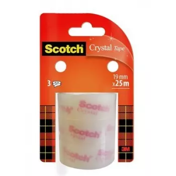 Lipni juosta 3M Scotch Crystal Clear 600, 19 mm x 25 m, skaidri (3 ritės)