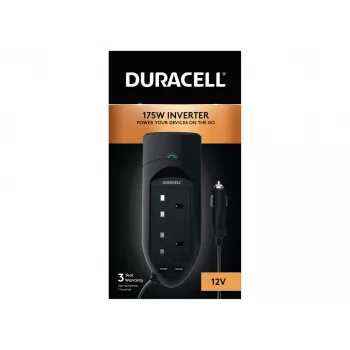 Duracell 175W keitiklis su dviem UK kištukiniais lizdais ir USB prievadais, 12V