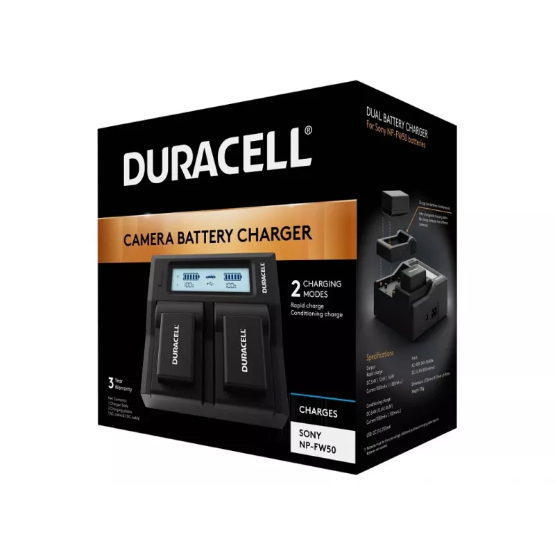 Duracell DRS6120 dviejų kamerų baterijų įkroviklis