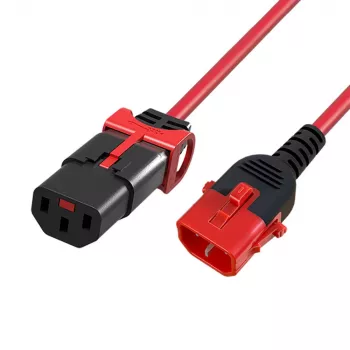 ACT maitinimo laidas C13 IEC Lock+ - C14 IEC Lock dvigubas fiksavimas raudonas 0,50 m, PC3613
