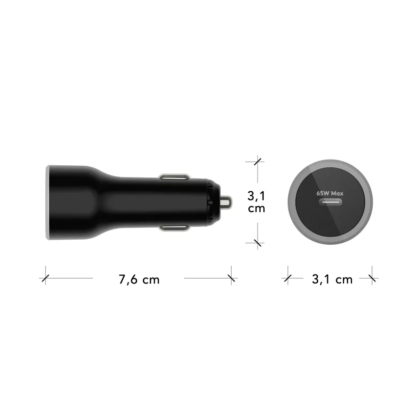 Automobilinis USB-C PD 65W įkroviklis d bramante re-charge – 12–24 V, juodas
