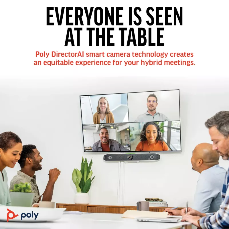 HP Poly Studio X52 All-In-One vaizdo konferencijų sistema, 4K Ultra HD, 30 fps, 95°, 5x, Android