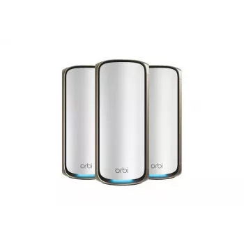 NETGEAR Orbi 970 serijos keturjuostis WiFi 7 maršrutizatorius su 2 palydovais, pilka spalva