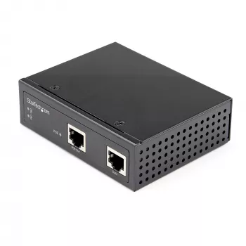 StarTech.com Pramoninis Gigabit PoE įpurškiklis – didelės spartos / didelės galios 90 W – 802.3bt PoE++ 52V–56V DC DIN bėgelis UPoE/Ultra Power Over Ethernet įpurškiklio adapteris –40°C iki +75°C atšiaurioms sąlygoms