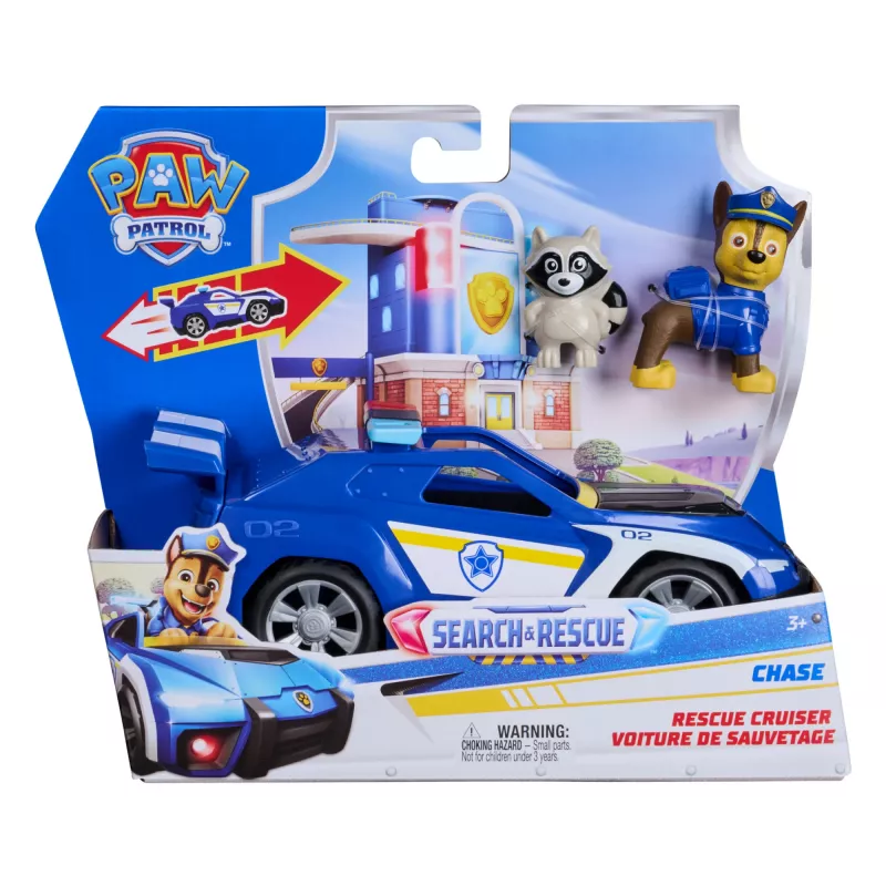 PAW Patrol: Chase Gelbėtojų Policijos Automobilis su 2 Figūrėlėmis, Atbulinės Eigos Veiksmas, Žaislas 3+ Metų