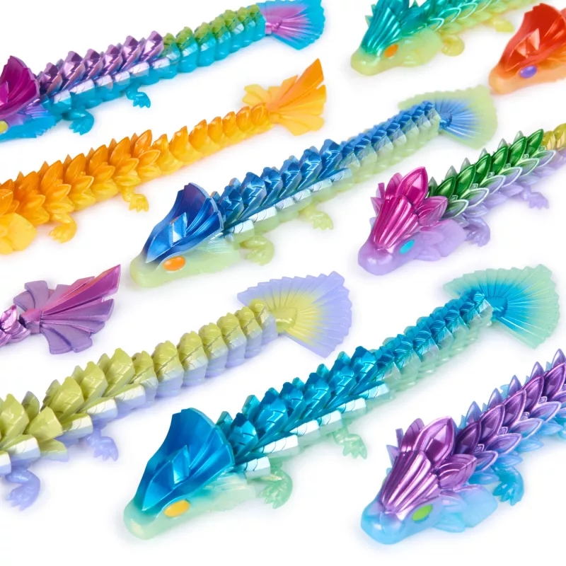 CrystaLynx Dragons 9 colių kolekcinė artikuliuota drakonų figūrėlė vaikams ir suaugusiems, blind box, fidget žaislai namams, biurui ir stalo dekorui (stiliai gali skirtis)