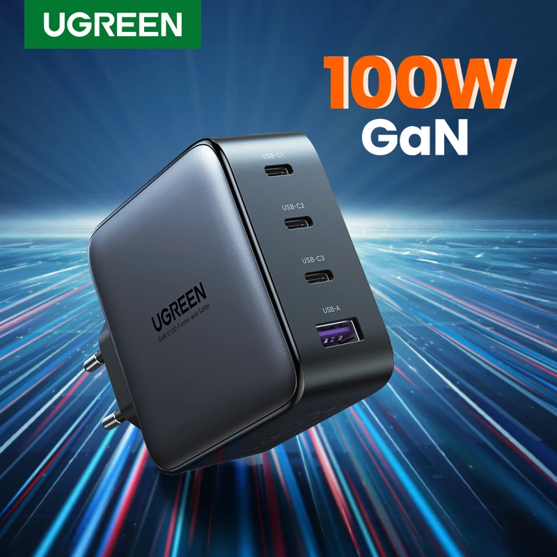 Įkroviklis Ugreen Nexode 100W GaN USB-C USB-A Greitas Įkrovimas 3 Prievadai