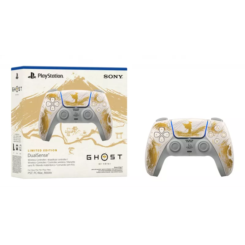 Sony DualSense belaidis valdiklis – Ghost of Yōtei Gold Limited Edition Auksinis, Baltas Bluetooth/USB žaidimų pultas Analogo / Skaitmeninis Android, MAC, PC, PlayStation 5, iOS