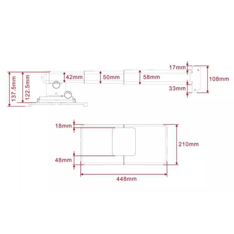 Projektoriaus laikiklis Multibrackets M Short Throw Deluxe 300–700 sieninis, 25 kg, baltas