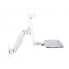Darbinė ranka MULTIBRACKETS M Workstation Arm Single – vieno monitoriaus stovas, 15–27 colių, iki 11,5 kg, aukščio reguliavimas 0–124 mm, klaviatūros lentyna 449×207 mm, balta