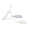 Darbinė ranka MULTIBRACKETS M Workstation Arm Single – vieno monitoriaus stovas, 15–27 colių, iki 11,5 kg, aukščio reguliavimas 0–124 mm, klaviatūros lentyna 449×207 mm, balta