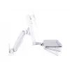 Darbinė ranka MULTIBRACKETS M Workstation Arm Single – vieno monitoriaus stovas, 15–27 colių, iki 11,5 kg, aukščio reguliavimas 0–124 mm, klaviatūros lentyna 449×207 mm, balta