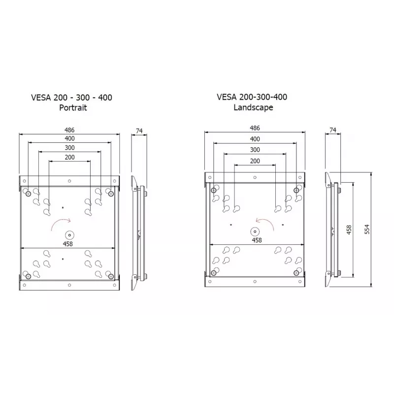 Multibrackets M VESA sieninis laikiklis Flip 200/300/400, maks. 50 kg, 127 cm – 2,41 m