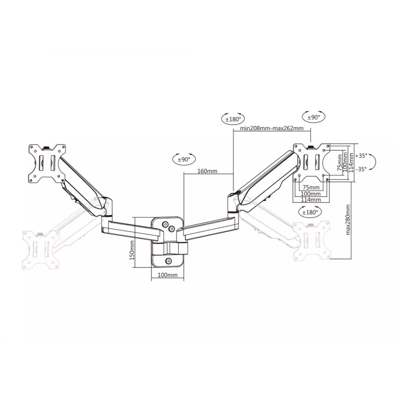 Multibrackets M Monitormount Wall Basic Dual laikiklis dviem monitoriams 16 kg 17-32 col. juodas