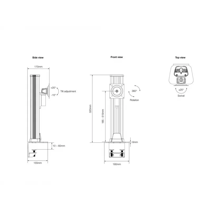 Monitoriaus laikiklis Multibrackets M VESA Deskmount HD Single, 32–50 colių, spaustuvas/varžtais, iki 24 kg, VESA 75x75–100x100, juodas