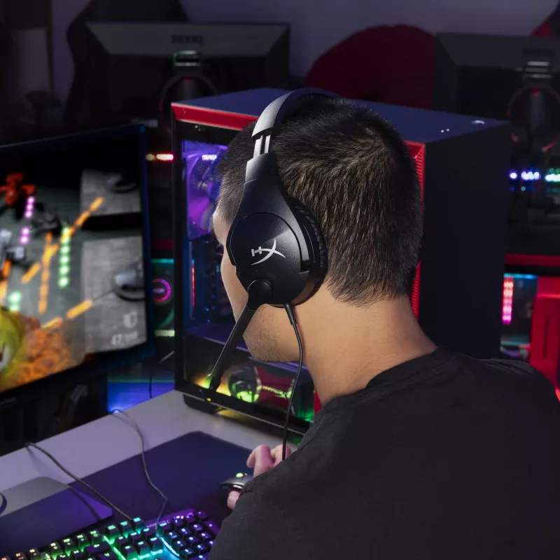 Ausinės HyperX Cloud Stinger S, laidinės, ant galvos, žaidimams, juodos
