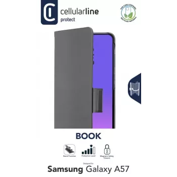 Cellularline Book - Galaxy A57 Dėklas su kortelių kišene, magnetiniu užsegimu ir pilna prieiga prie mygtukų bei jungčių