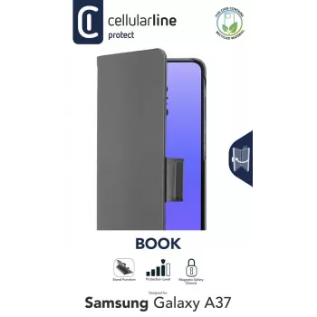 Cellularline BOOK 3 – Samsung Galaxy A37 dėklas knygelės tipo su magnetiniu užsegimu, kortelių kišene ir lengvu išėmimu