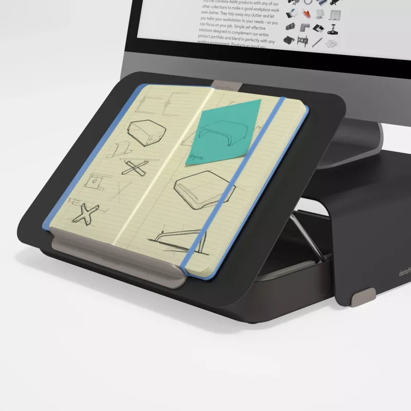 Dataflex Addit Bento® ergonomic toolbox 903 – nešiojamojo kompiuterio stovas, juodas, 38,1 cm (15 inch)