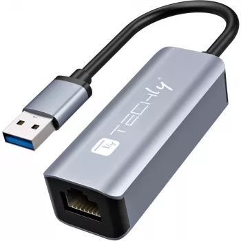 Techly IDATA USB-ETGIGA-AA nešiojamojo kompiuterio dokas / prievadų kartotuvas, laidinis USB 3.2 Gen 1 (3.1 Gen 1) Type-A, juodas, sidabrinis