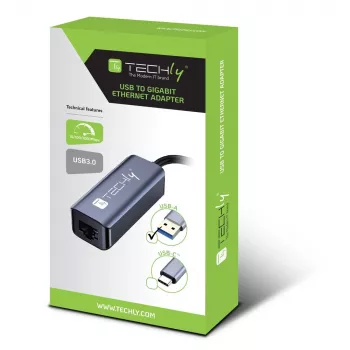 Techly IDATA USB-ETGIGA-AA nešiojamojo kompiuterio dokas / prievadų kartotuvas, laidinis USB 3.2 Gen 1 (3.1 Gen 1) Type-A, juodas, sidabrinis