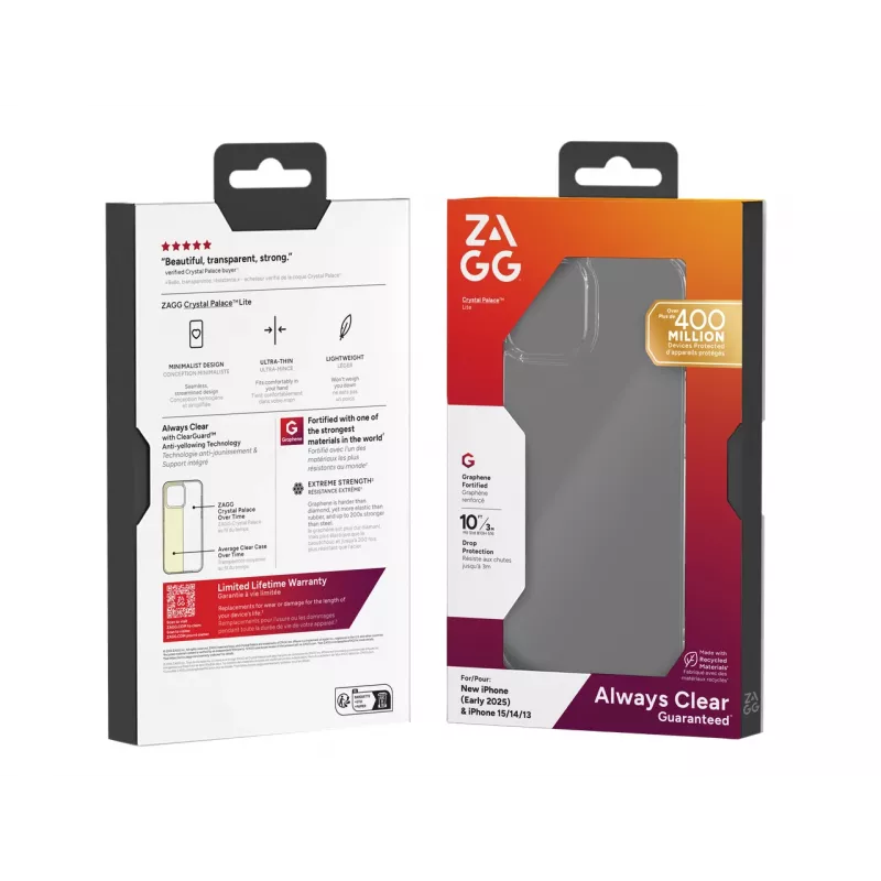 ZAGG Crystal Palace Lite Dėklas Apple iPhone 17e/16e/15/14/13, Skaidrus