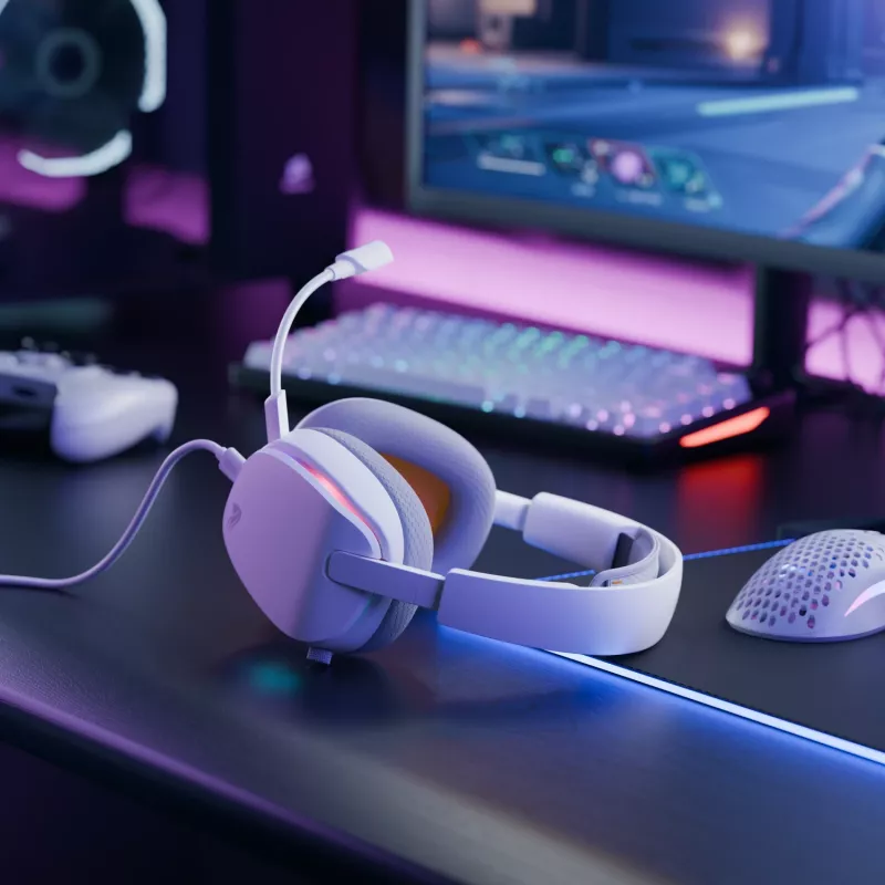 Glorious Gaming GHS Eternal RGB – Stereo RGB žaidimų ausinės, PC, PS5, PS4, Switch, baltos