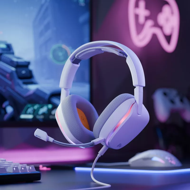 Glorious Gaming GHS Eternal RGB – Stereo RGB žaidimų ausinės, PC, PS5, PS4, Switch, baltos