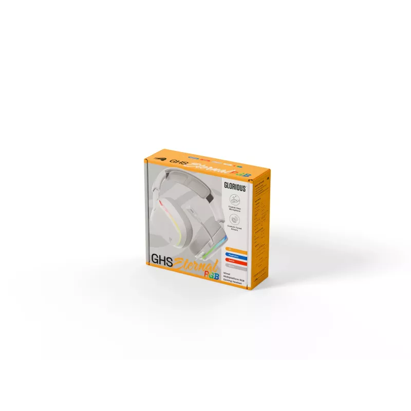 Glorious Gaming GHS Eternal RGB – Stereo RGB žaidimų ausinės, PC, PS5, PS4, Switch, baltos