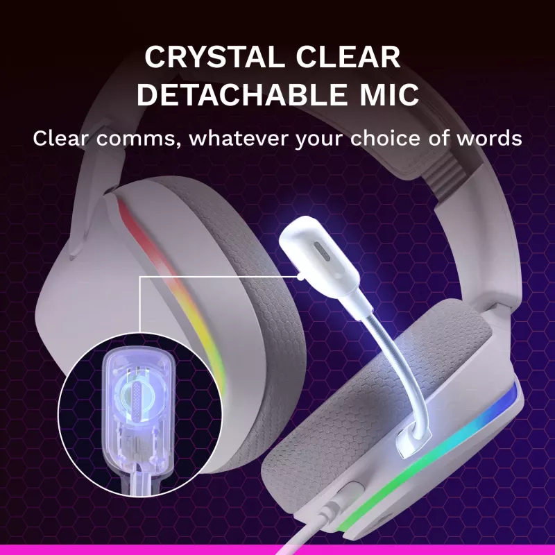 Glorious Gaming GHS Eternal RGB – Stereo RGB žaidimų ausinės, PC, PS5, PS4, Switch, baltos