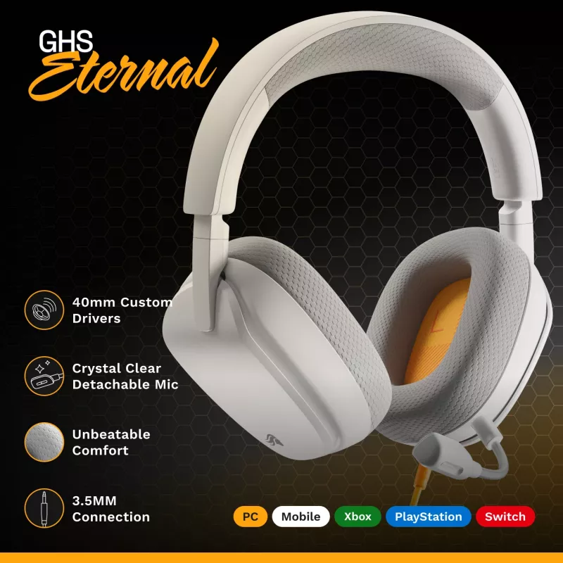 Glorious Gaming GHS Eternal – Stereo žaidimų ausinės, baltos
