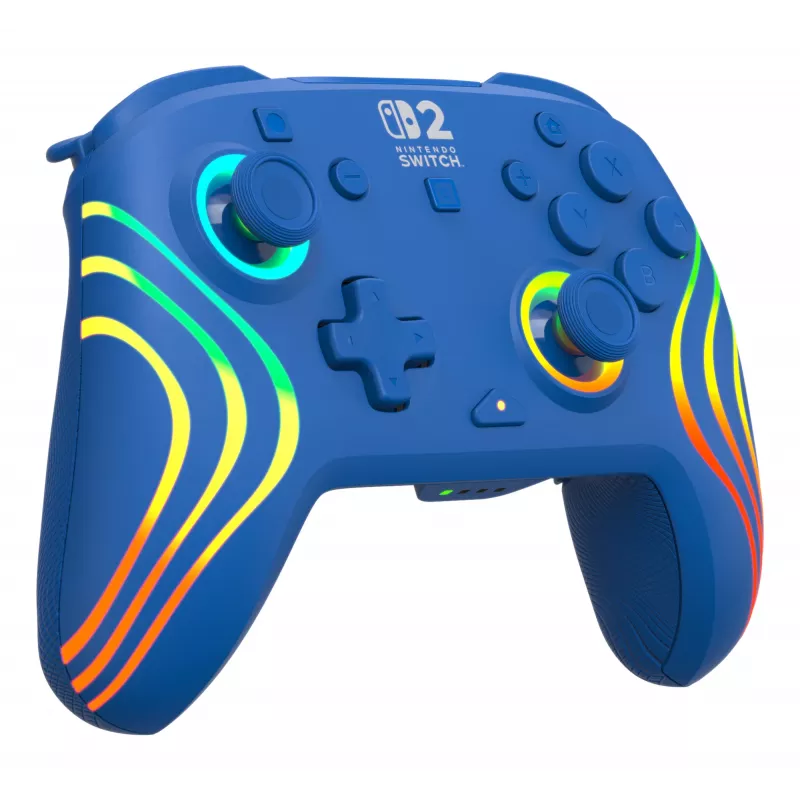 Belaidis ir laidinis žaidimų pultas Turtle Beach Afterglow Wave Blue, skirtas Nintendo Switch 2 – Bluetooth/USB-C, RGB, įmontuota 20 h baterija, 3 m laidas