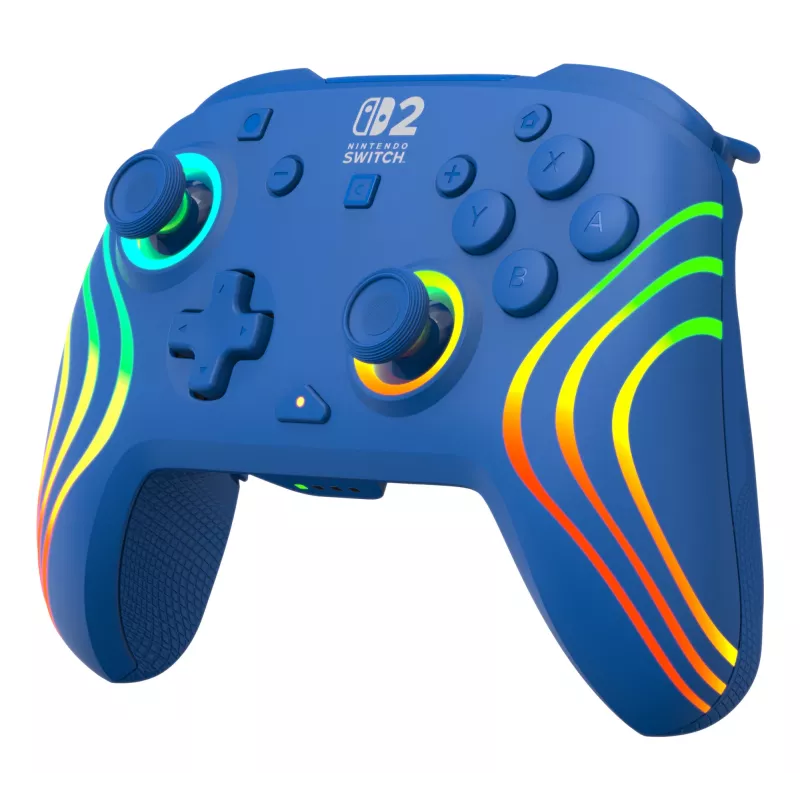 Belaidis ir laidinis žaidimų pultas Turtle Beach Afterglow Wave Blue, skirtas Nintendo Switch 2 – Bluetooth/USB-C, RGB, įmontuota 20 h baterija, 3 m laidas