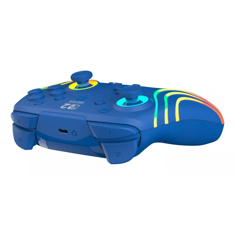 Belaidis ir laidinis žaidimų pultas Turtle Beach Afterglow Wave Blue, skirtas Nintendo Switch 2 – Bluetooth/USB-C, RGB, įmontuota 20 h baterija, 3 m laidas