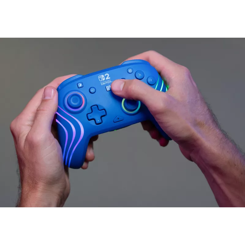 Belaidis ir laidinis žaidimų pultas Turtle Beach Afterglow Wave Blue, skirtas Nintendo Switch 2 – Bluetooth/USB-C, RGB, įmontuota 20 h baterija, 3 m laidas