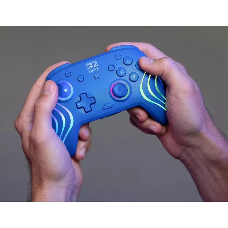 Belaidis ir laidinis žaidimų pultas Turtle Beach Afterglow Wave Blue, skirtas Nintendo Switch 2 – Bluetooth/USB-C, RGB, įmontuota 20 h baterija, 3 m laidas