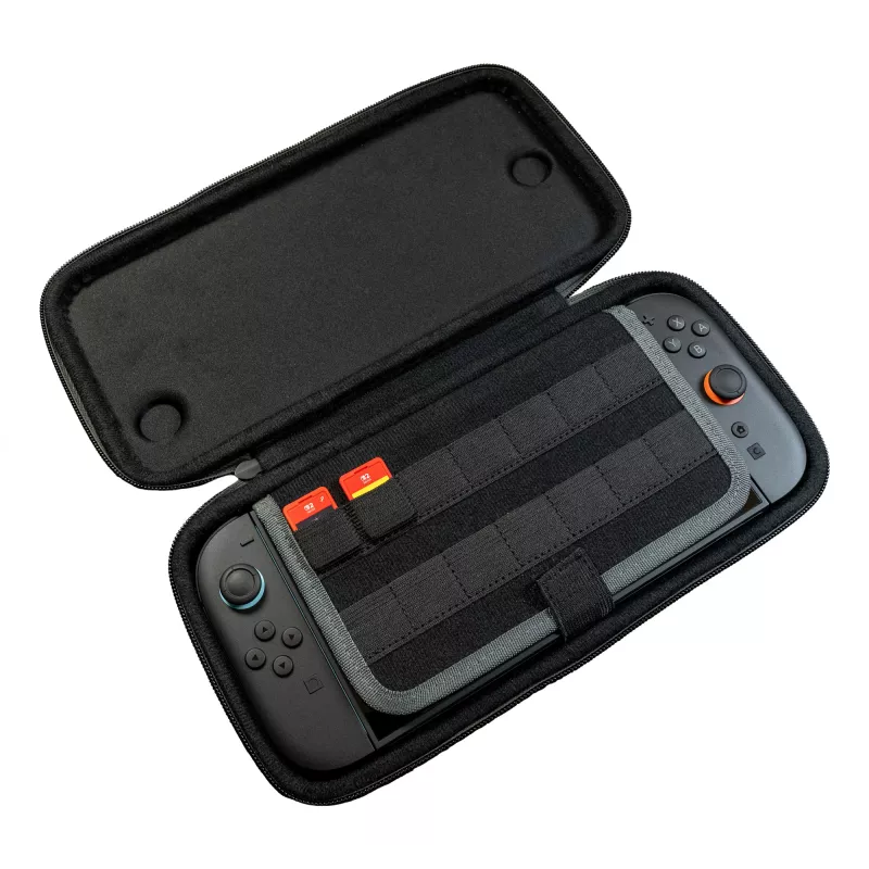 Kelioninis dėklas Turtle Beach PlayTrek Slim Case, skirtas Nintendo Switch 2, anglies juodos spalvos, 290×58×145 mm