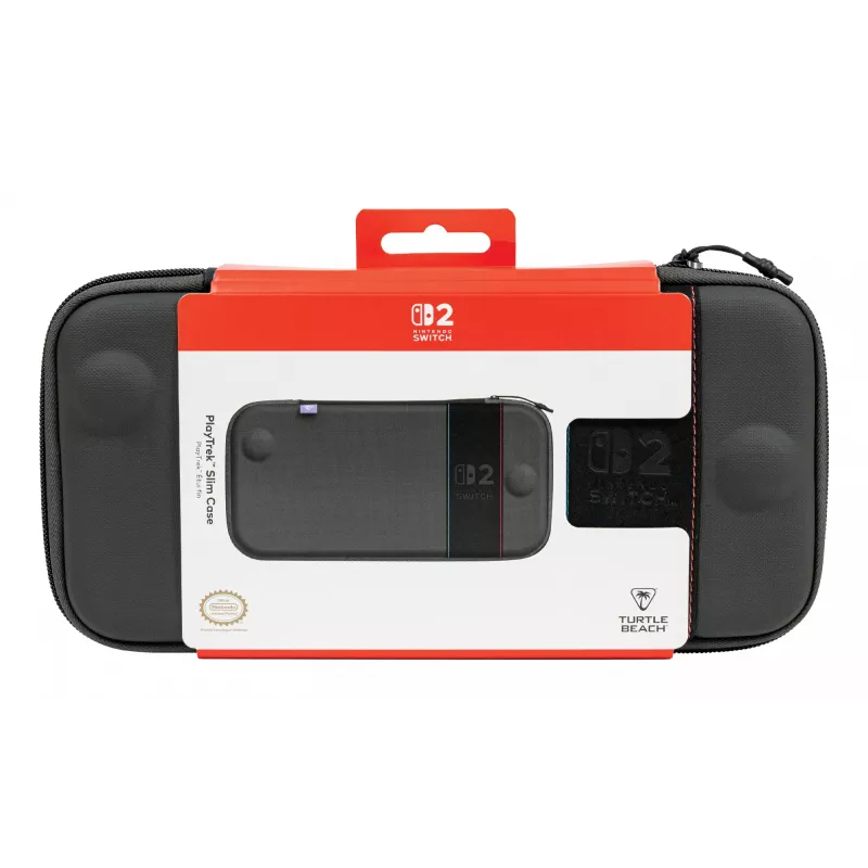 Kelioninis dėklas Turtle Beach PlayTrek Slim Case, skirtas Nintendo Switch 2, anglies juodos spalvos, 290×58×145 mm