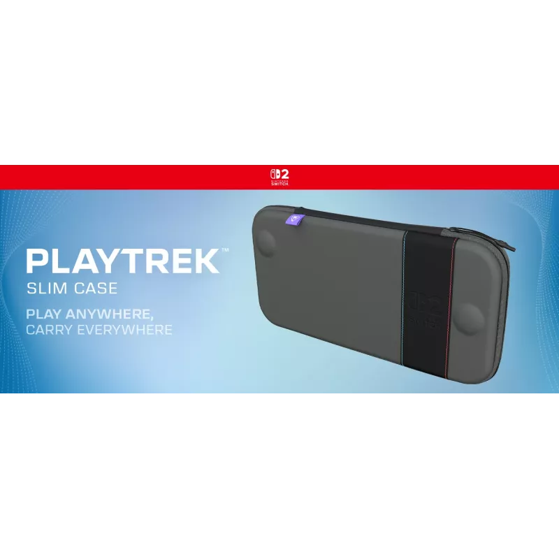 Kelioninis dėklas Turtle Beach PlayTrek Slim Case, skirtas Nintendo Switch 2, anglies juodos spalvos, 290×58×145 mm