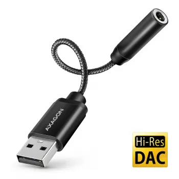 Axagon ADA-HA USB-A į 3,5 mm lizdą Hi-Res garso DAC adapteris, 384kHz/32bit, Stereo