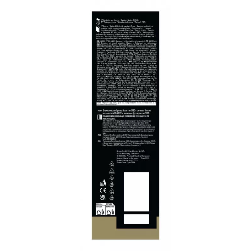 Foilinis skustuvas Braun Series 9 Pro+ 9625s – grafitas, 5 galvų, Li‑Ion akumuliatorius, trimeris, šlapias ir sausas