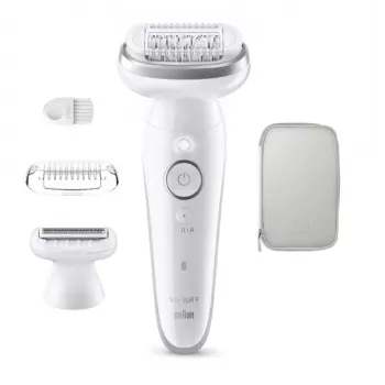Braun Silk-épil 9 9-030 epiliatorius su 40 pincetų, baltas