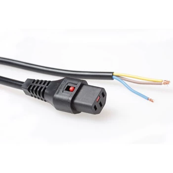 ACT maitinimo laidas su užrakinama C13 jungtimi, atviras galas, juodas, 2 m, PC1025, 230 V, 10 A