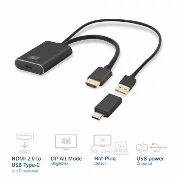 Adapteris ACT HDMI į USB Type-C moteriškas, 4K@60Hz, 0,25 m