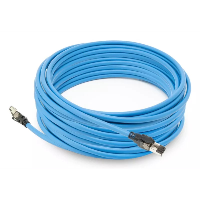 ACT Blue 45 m S/FTP CAT6A B2ca PoE++ 100W vientisas paruoštas montavimo kabelis, RJ45 vyriškas – vyriškas