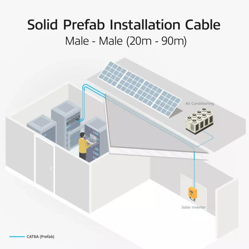 ACT Blue 60 m S/FTP CAT6A B2ca PoE++ 100W vientisas paruoštas montavimo kabelis, RJ45 vyriškas – vyriškas